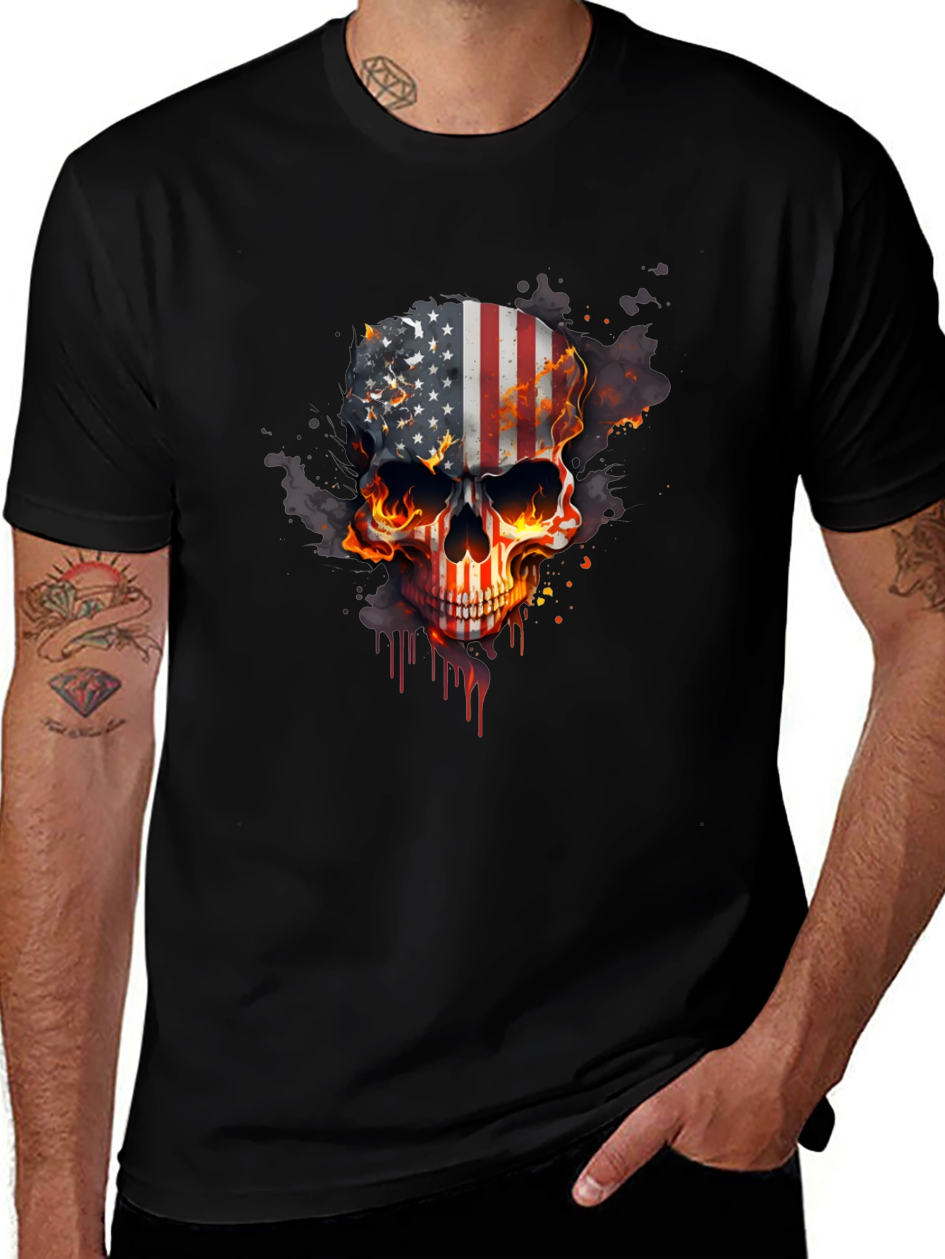 American Flag Skull Graphic Tee