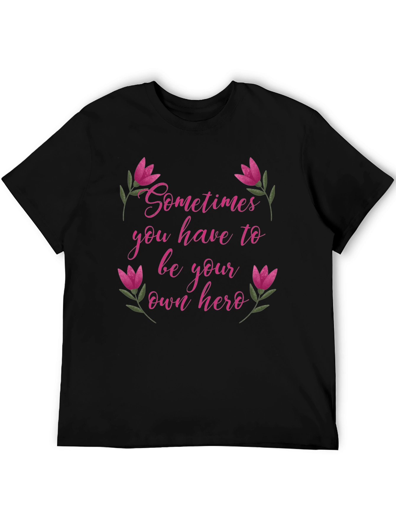 Be Your Own Hero Tee - Floral Accents