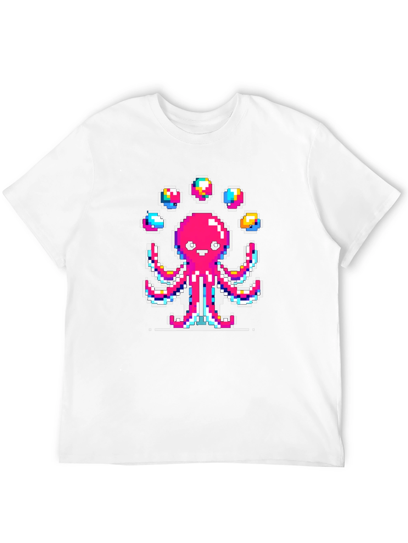 Pixel Art Octopus Juggling Graphic T-Shirt