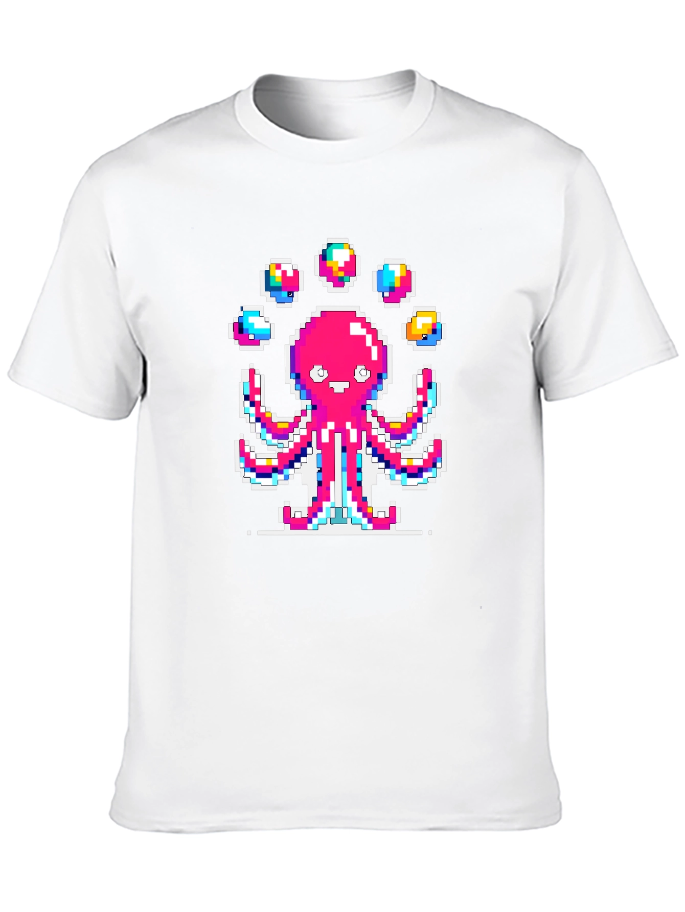 Pixel Art Octopus Juggling Graphic T-Shirt