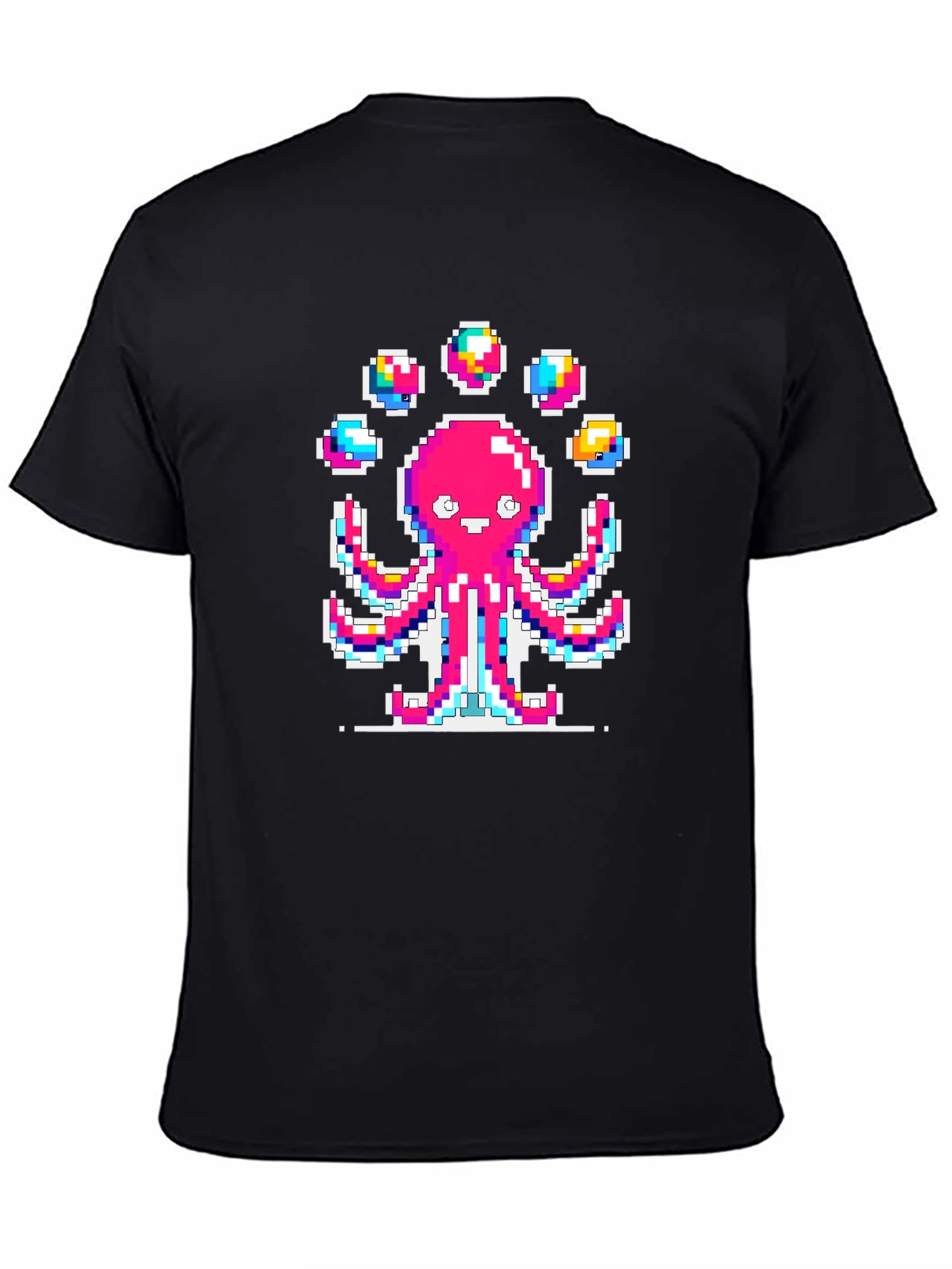 Pixel Art Octopus Juggling Graphic T-Shirt
