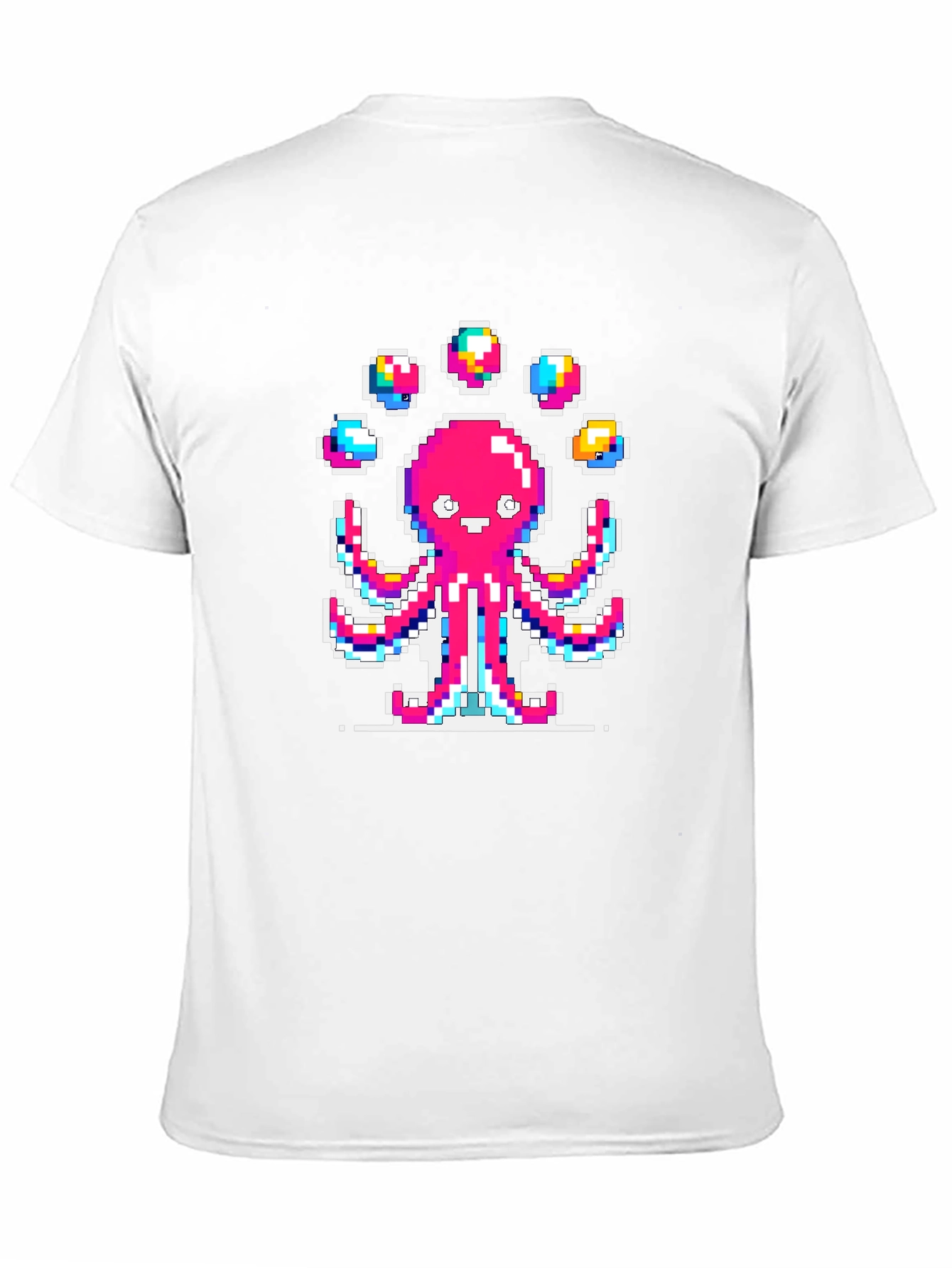 Pixel Art Octopus Juggling Graphic T-Shirt