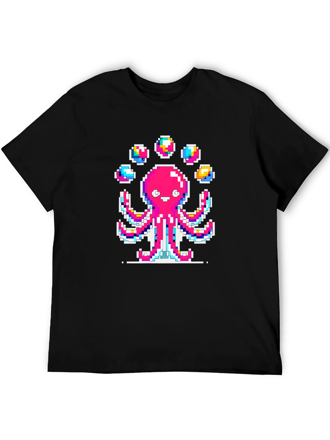 Pixel Art Octopus Juggling Graphic T-Shirt