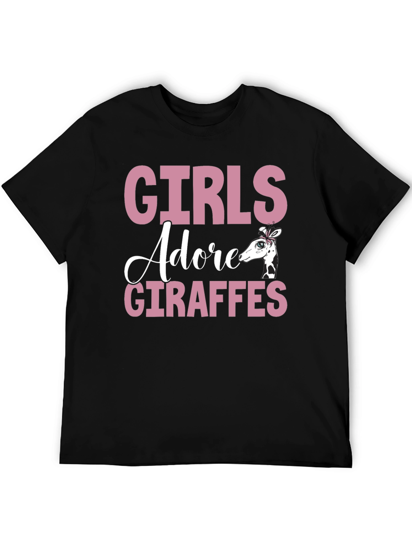 Girls Adore Giraffes Black T-Shirt Cute Giraffe Tee
