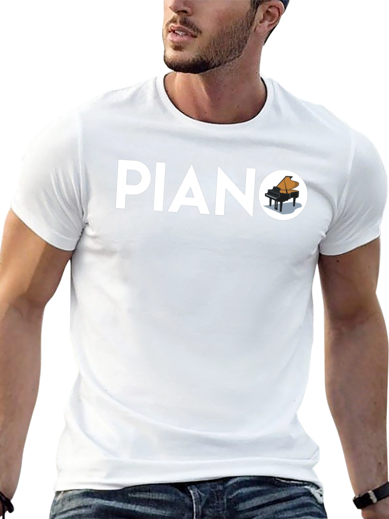 Piano Graphic T-Shirt - Stylish Music Tee