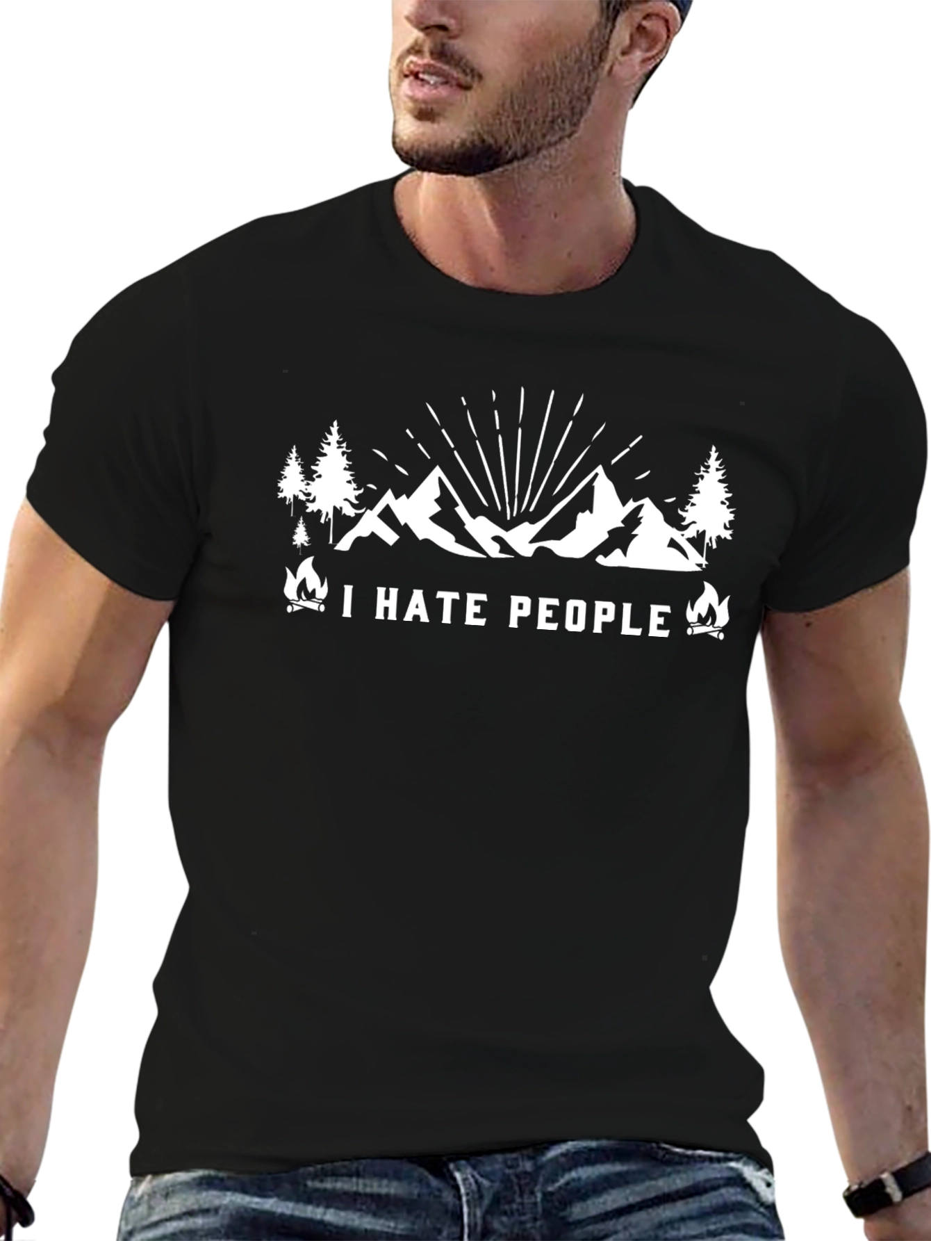 I Hate People Graphic T-Shirt - Camping Design