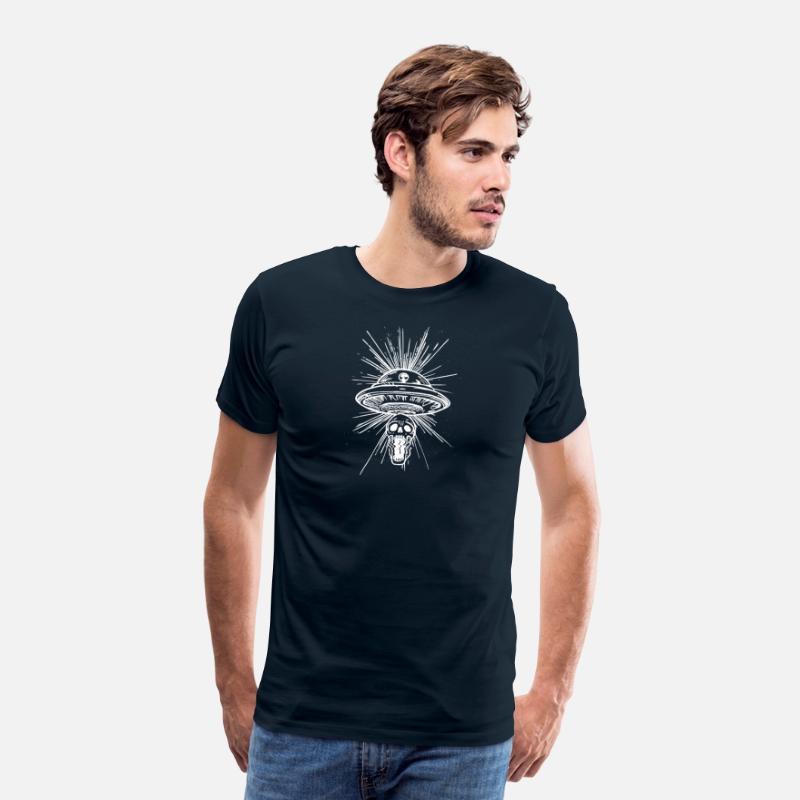 Warped Skull UFO Abduction - White Ink