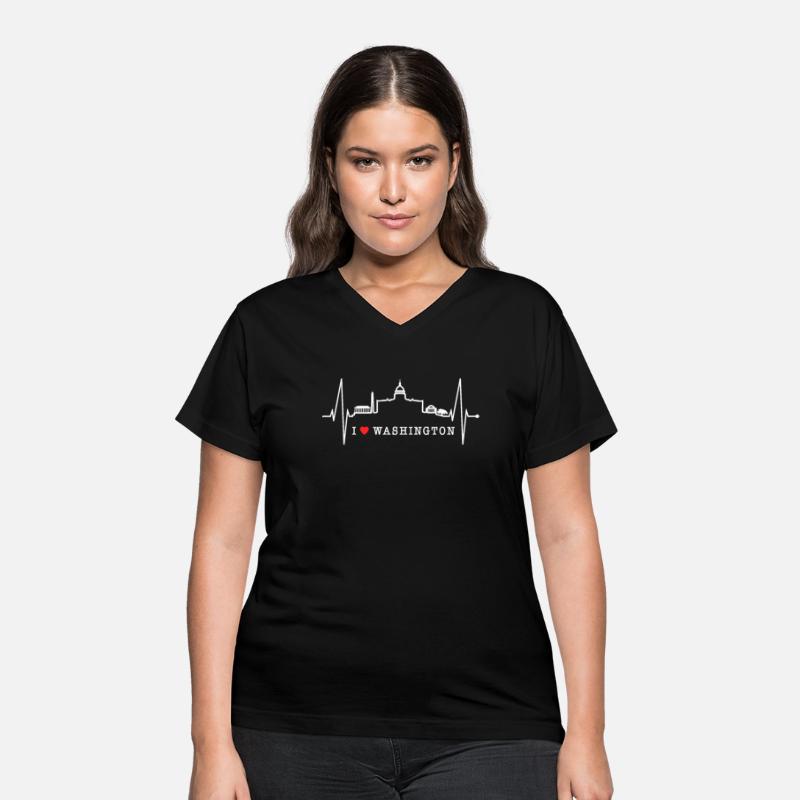 Washington Skyline Heartbeat US Flag Heart Love DC