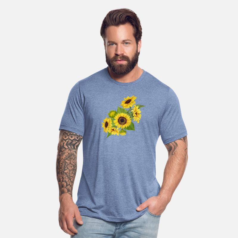 Watercolor sunflowers bunch with yellow blossom