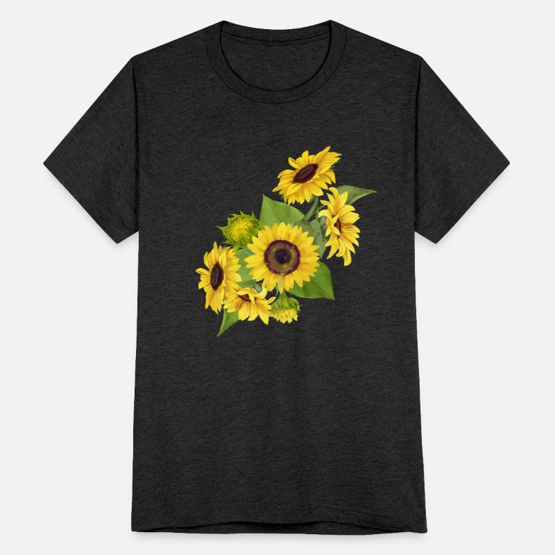 Watercolor sunflowers bunch with yellow blossom