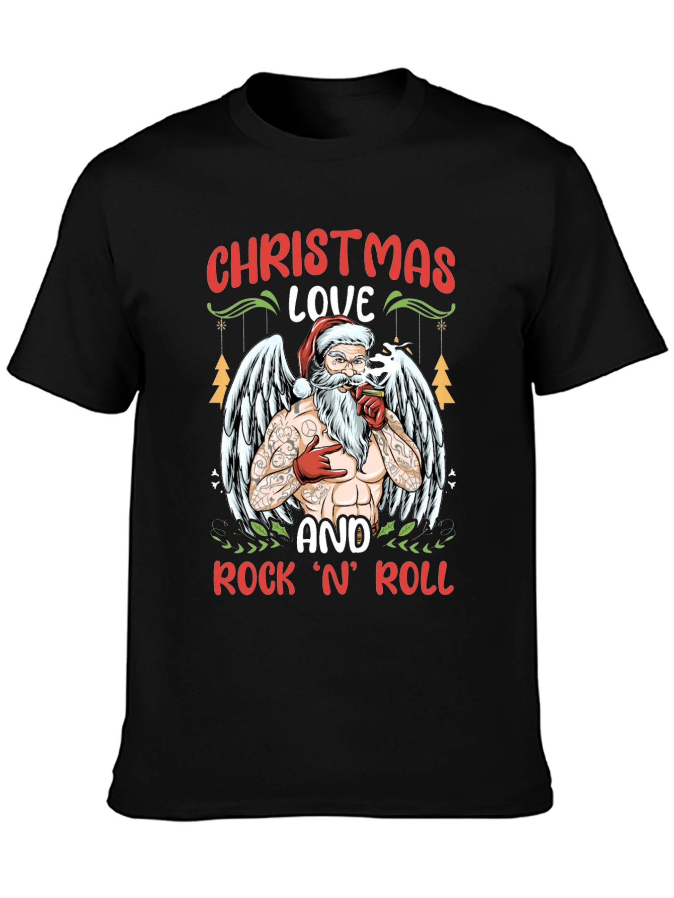 Christmas Love & Rock n Roll Santa T-Shirt