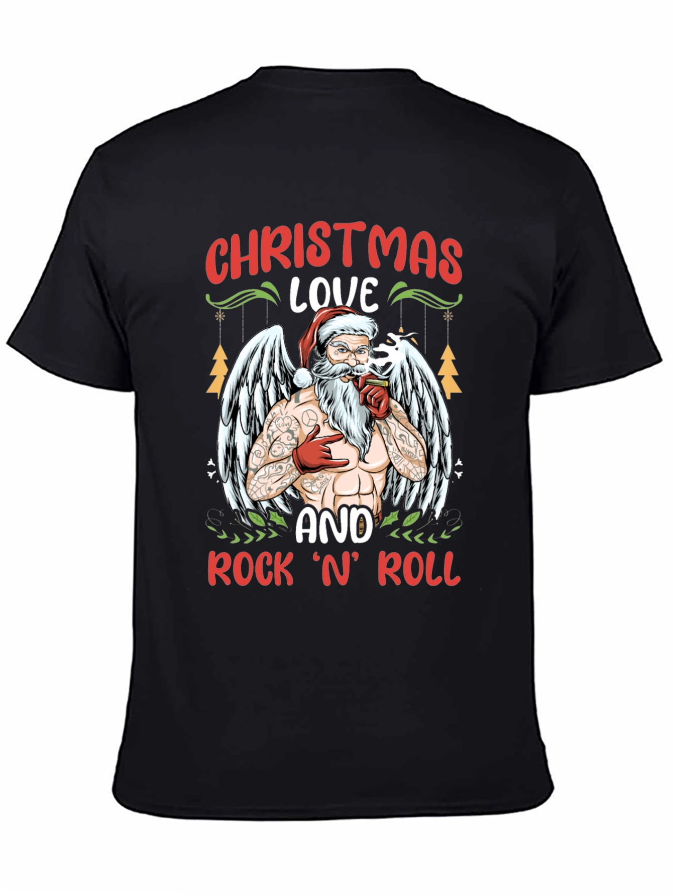 Christmas Love & Rock n Roll Santa T-Shirt