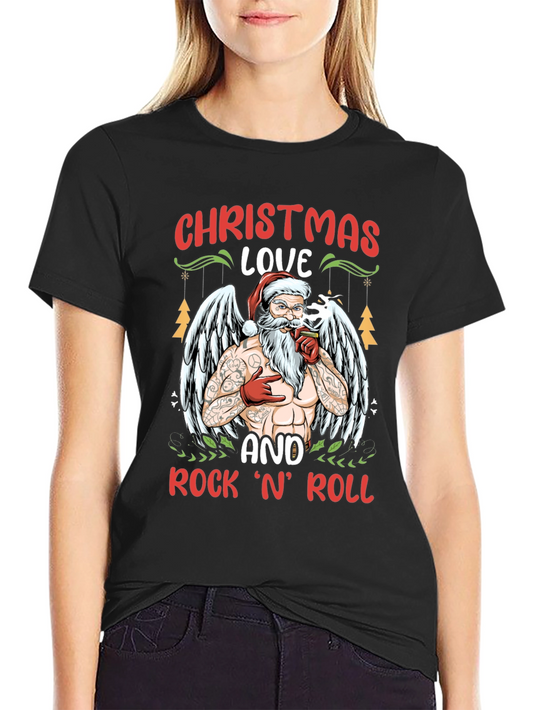 Christmas Love & Rock n Roll Santa T-Shirt