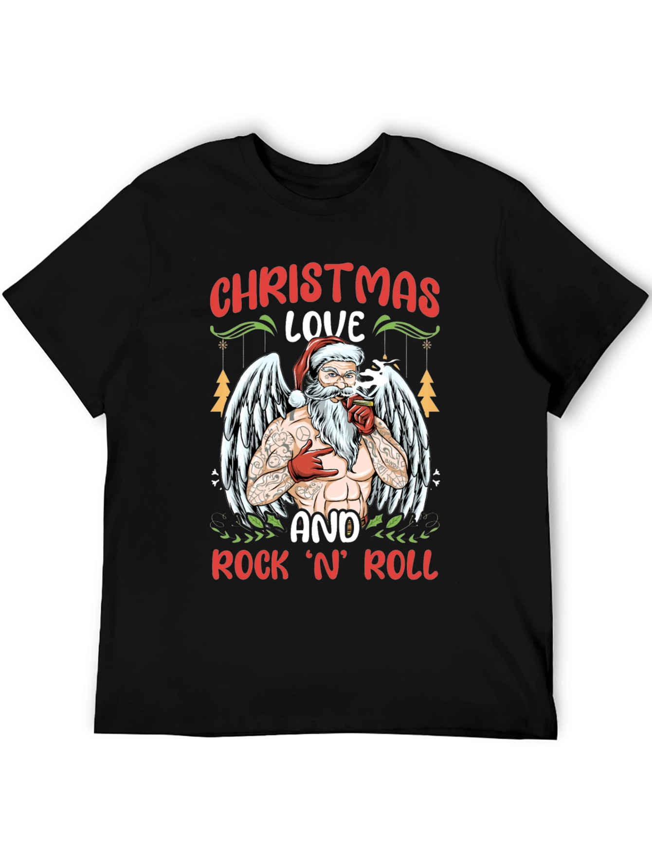 Christmas Love & Rock n Roll Santa T-Shirt