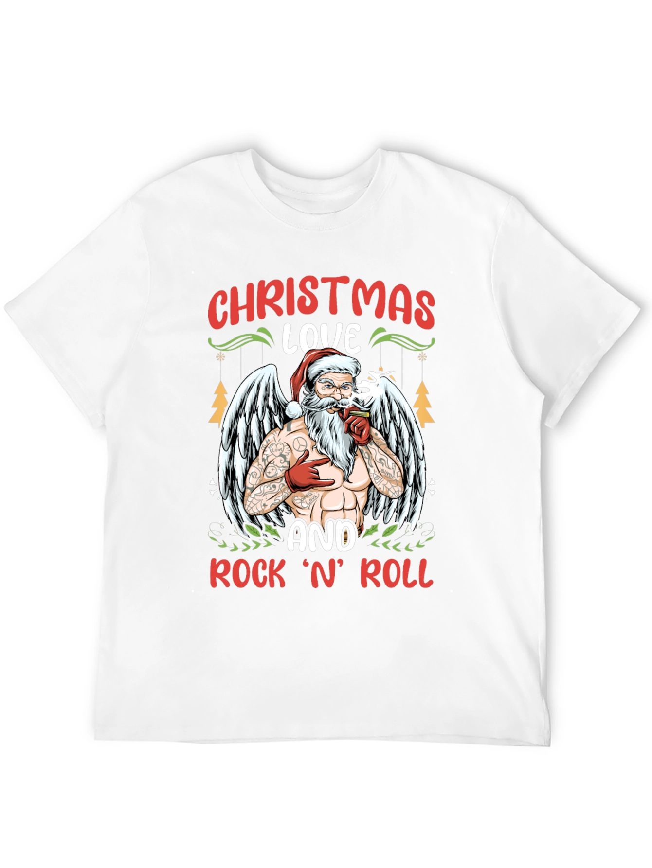 Christmas Love & Rock n Roll Santa T-Shirt