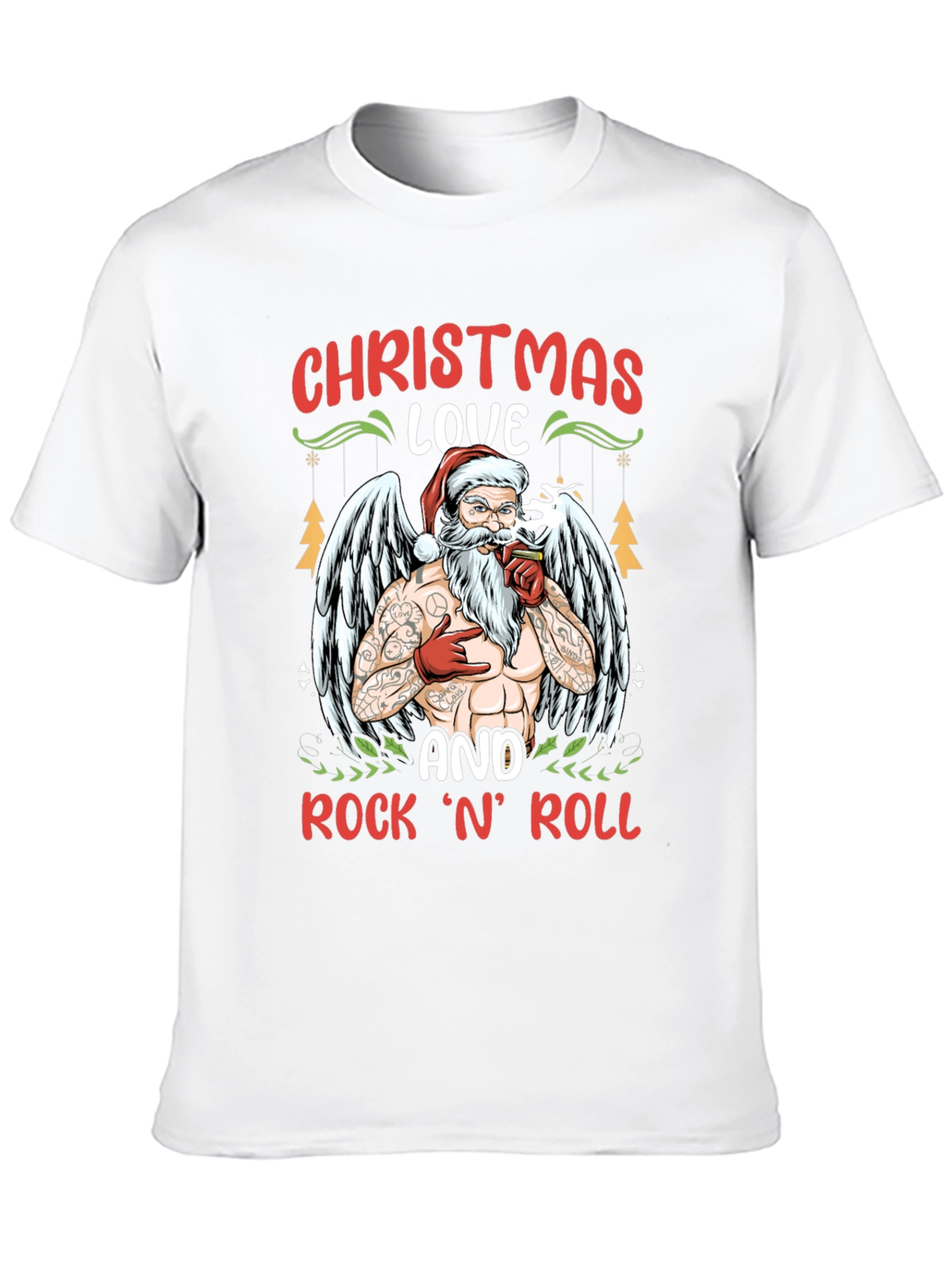 Christmas Love & Rock n Roll Santa T-Shirt