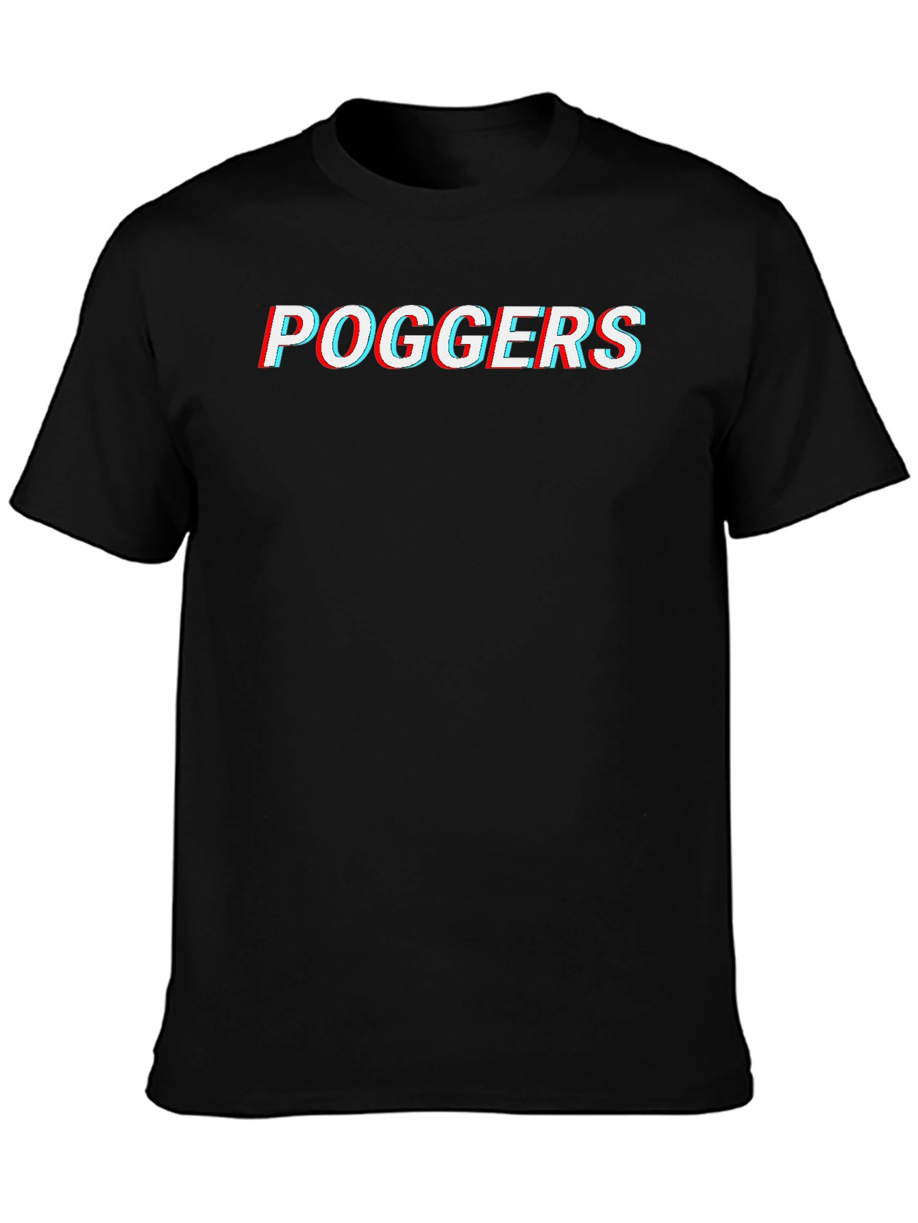 Poggers Glitch Style Graphic Tee - Black