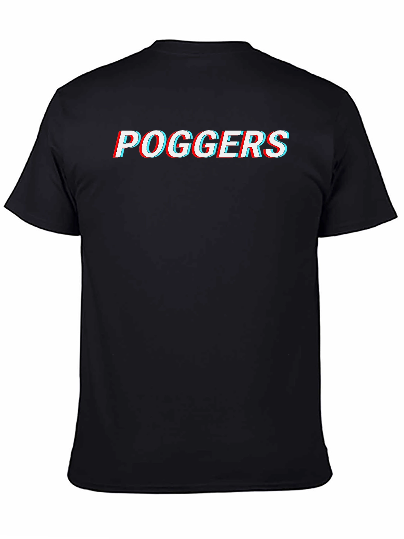 Poggers Glitch Style Graphic Tee - Black