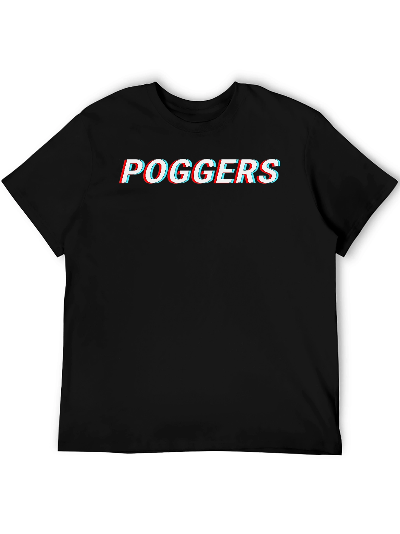 Poggers Glitch Style Graphic Tee - Black