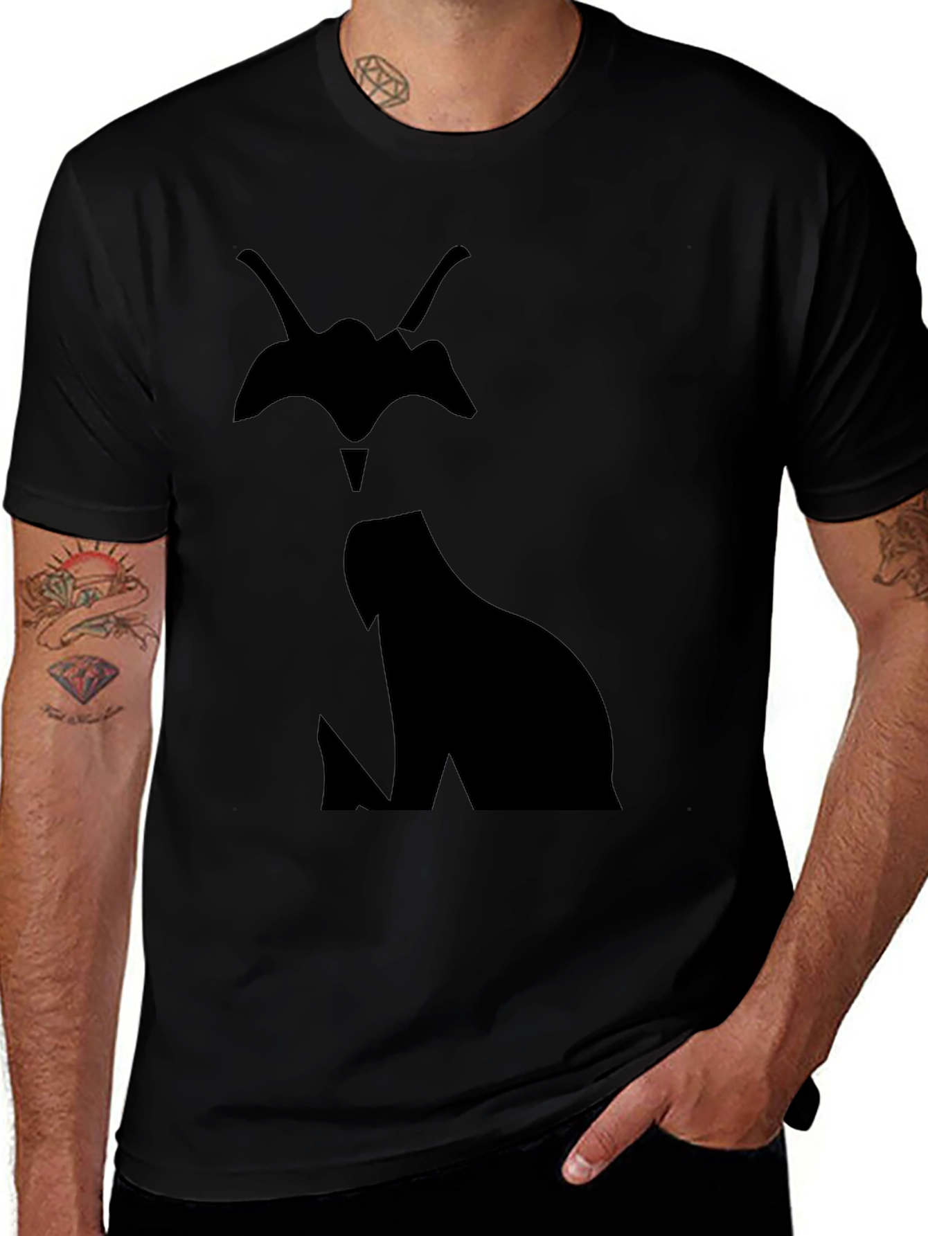 Mens Black Caracal Silhouette Graphic T-Shirt
