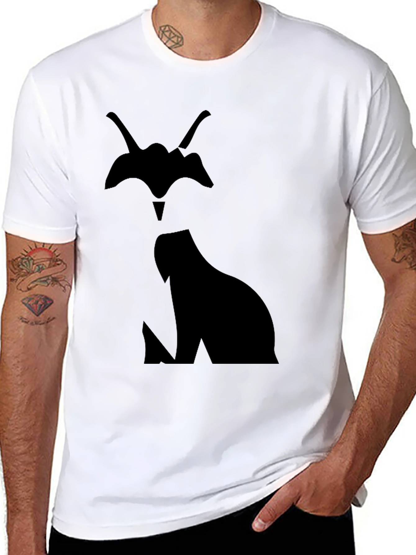Mens Black Caracal Silhouette Graphic T-Shirt