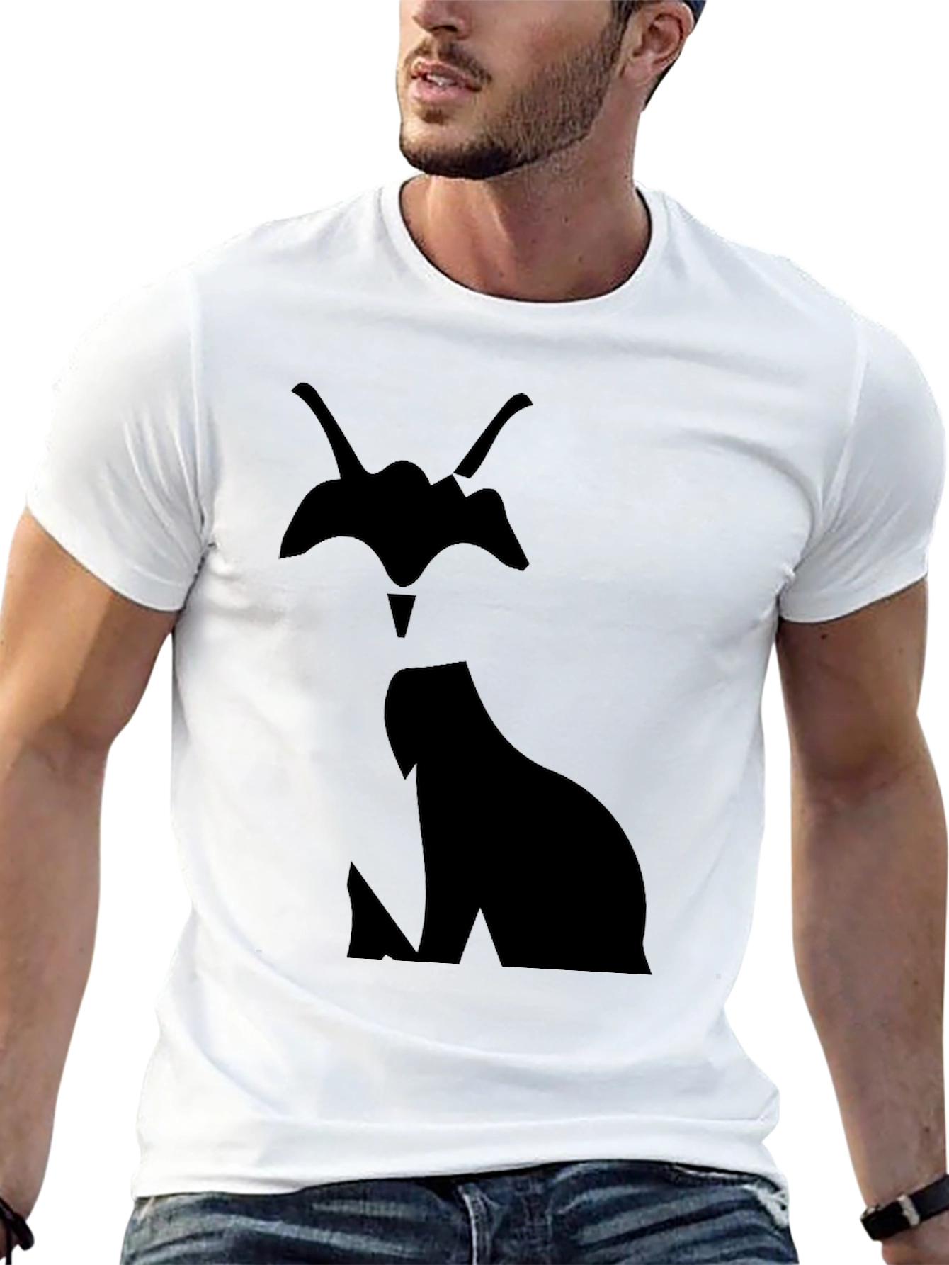 Mens Black Caracal Silhouette Graphic T-Shirt