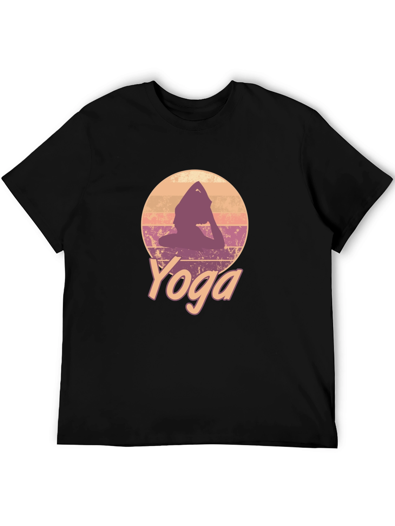Retro Yoga Pose Graphic Tee - Black