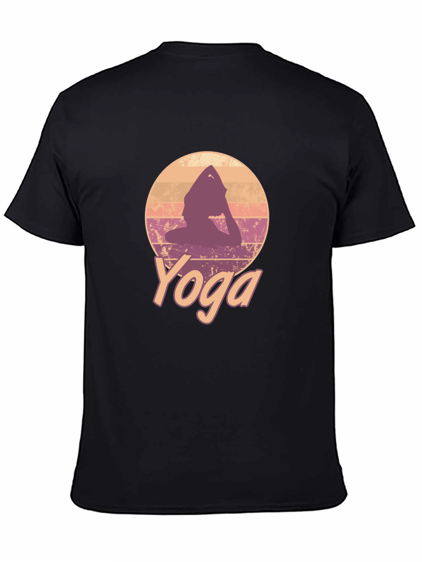 Retro Yoga Pose Graphic Tee - Black