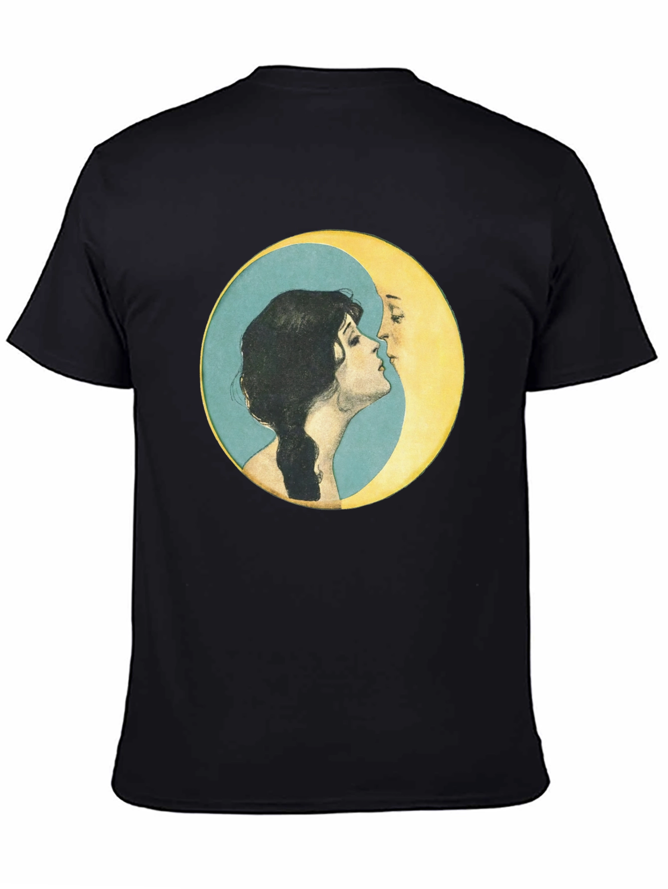 Yin Yang Moon Kiss T-Shirt - Black