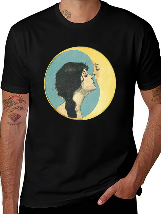 Yin Yang Moon Kiss T-Shirt - Black
