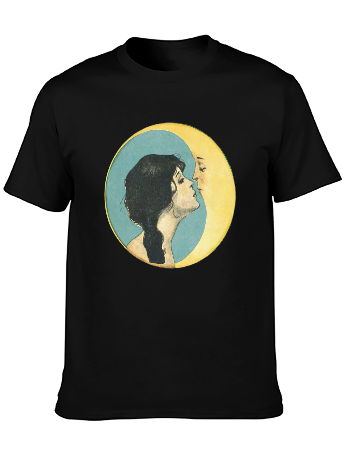 Yin Yang Moon Kiss T-Shirt - Black