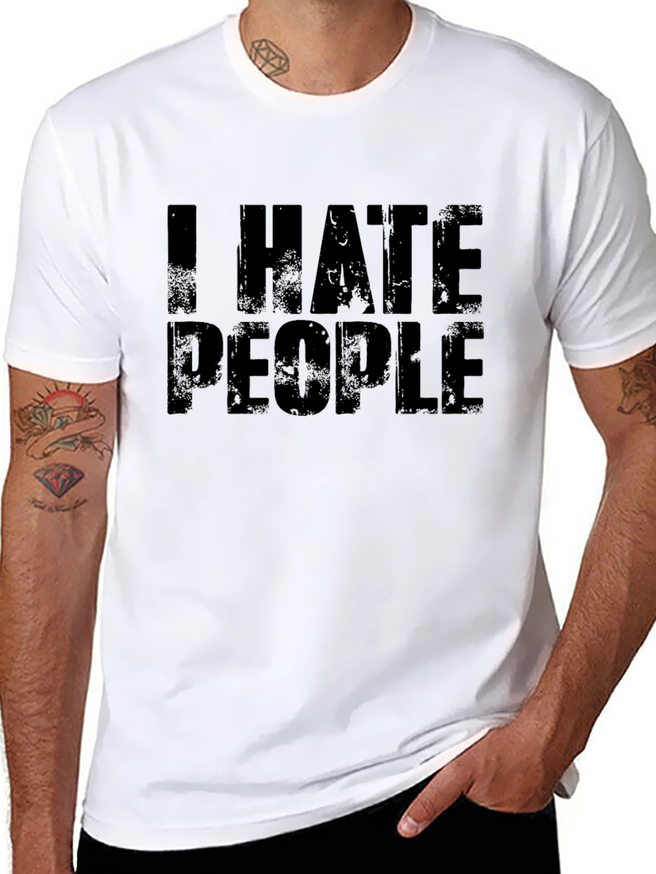 I Hate People Graphic Tee - Black Cotton T-Shirt