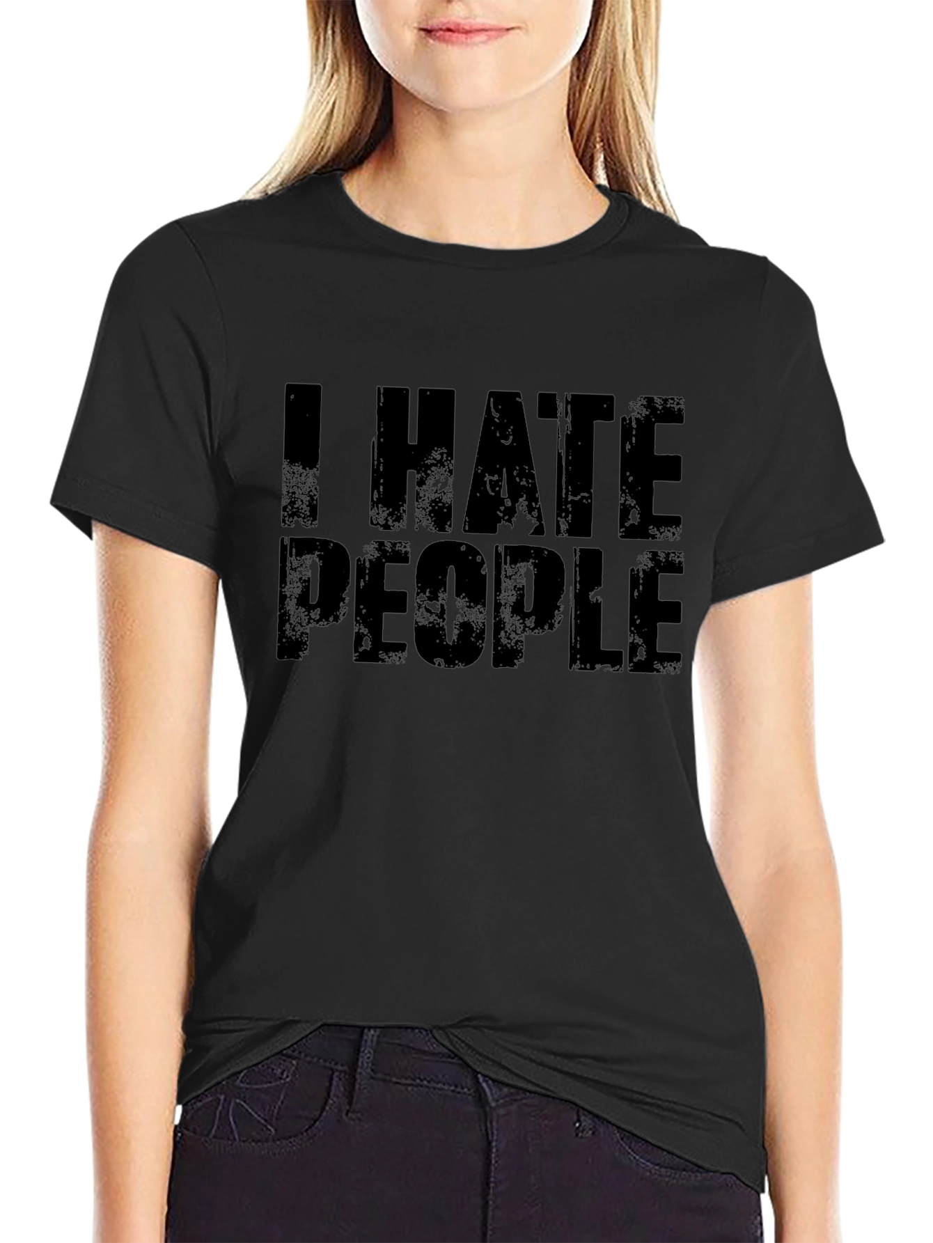 I Hate People Graphic Tee - Black Cotton T-Shirt