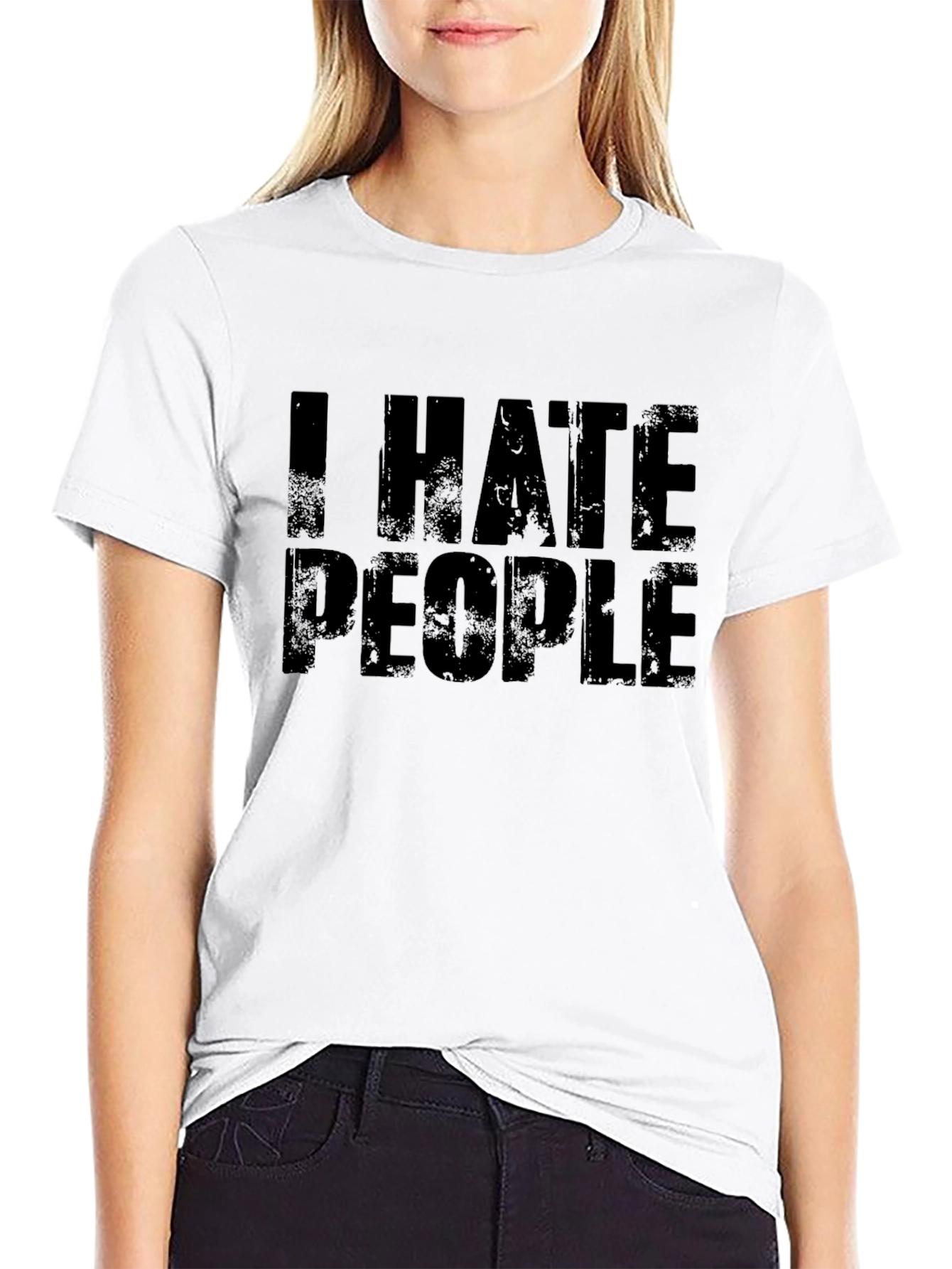 I Hate People Graphic Tee - Black Cotton T-Shirt