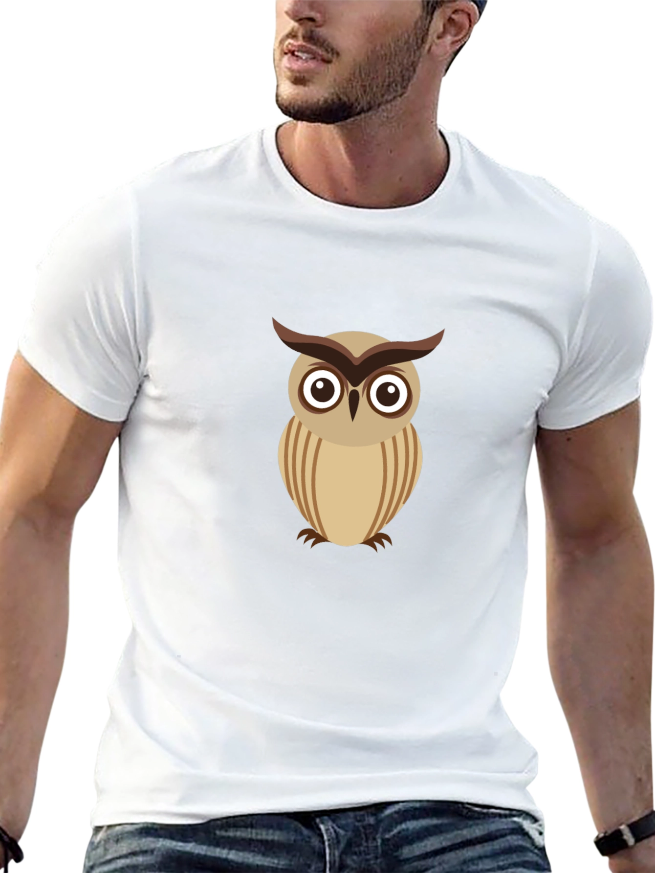 Cool Owl Graphic Tee - Black Cotton Comfort