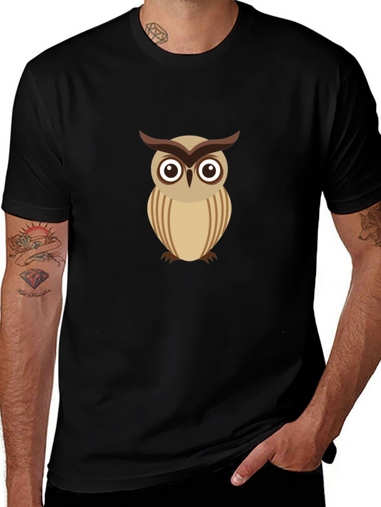 Cool Owl Graphic Tee - Black Cotton Comfort