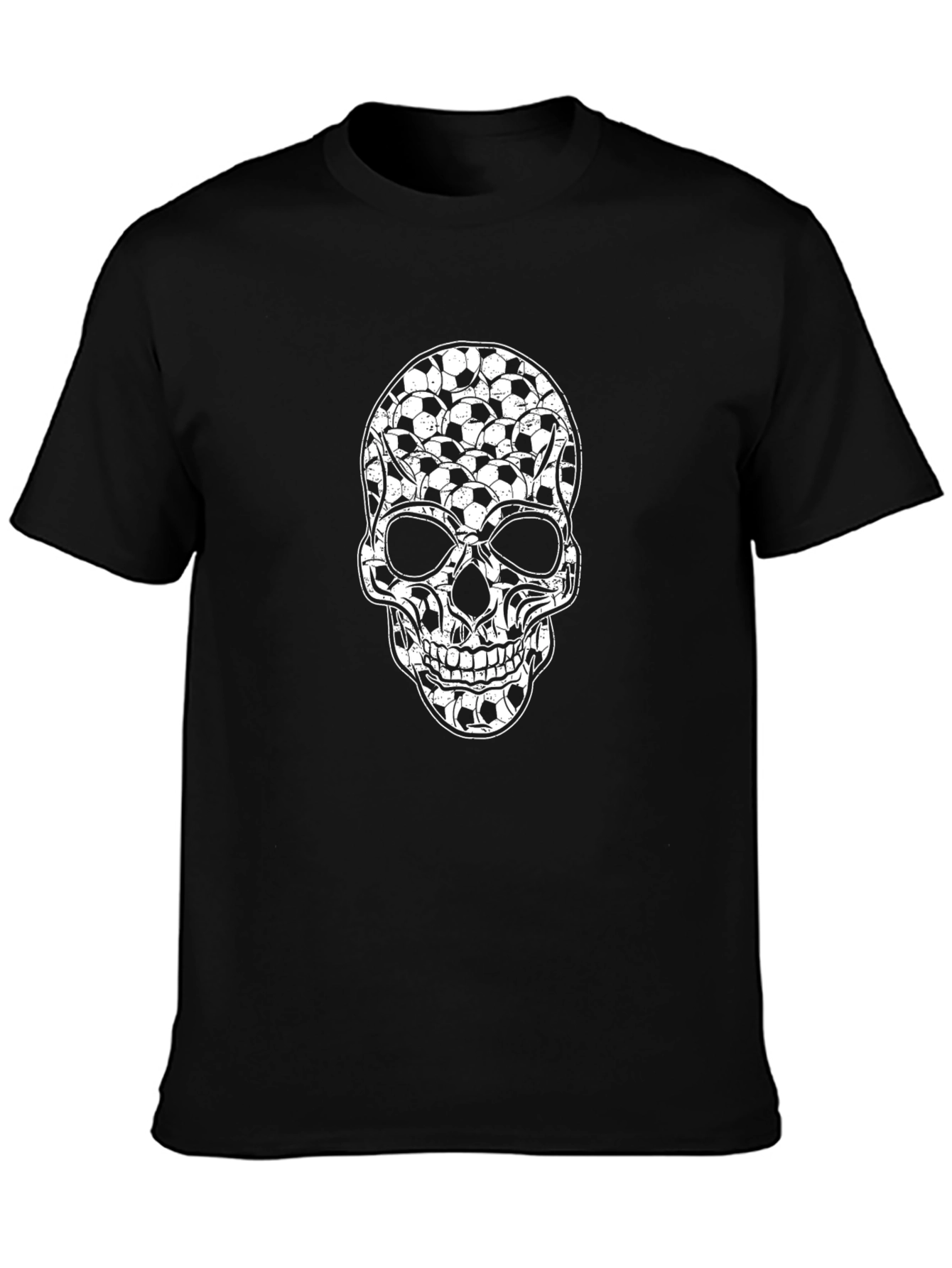 Soccer Ball Skull Graphic T-Shirt - Black