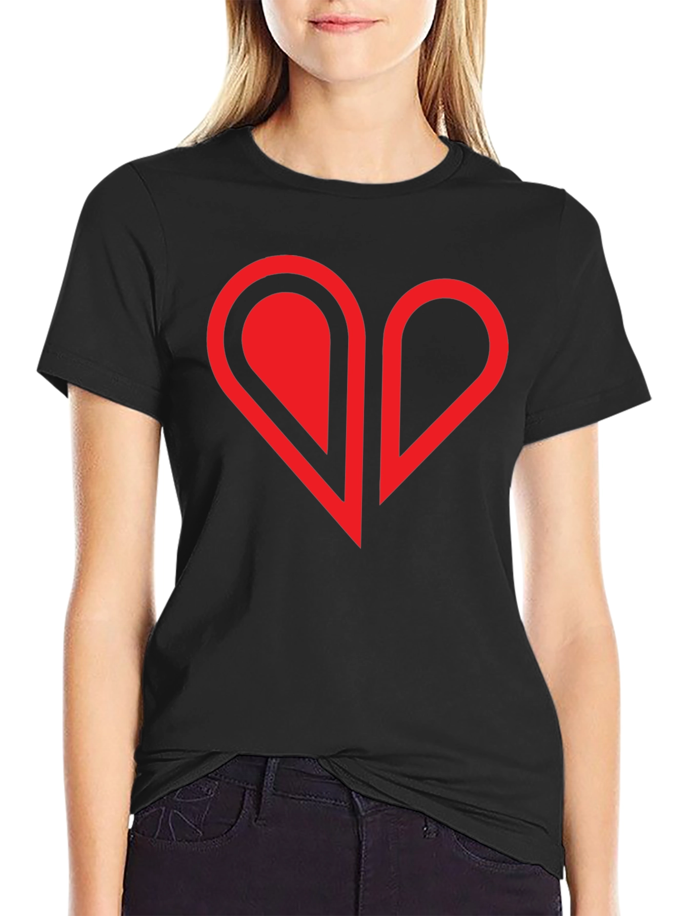 Modern Heart Graphic Tee - Black