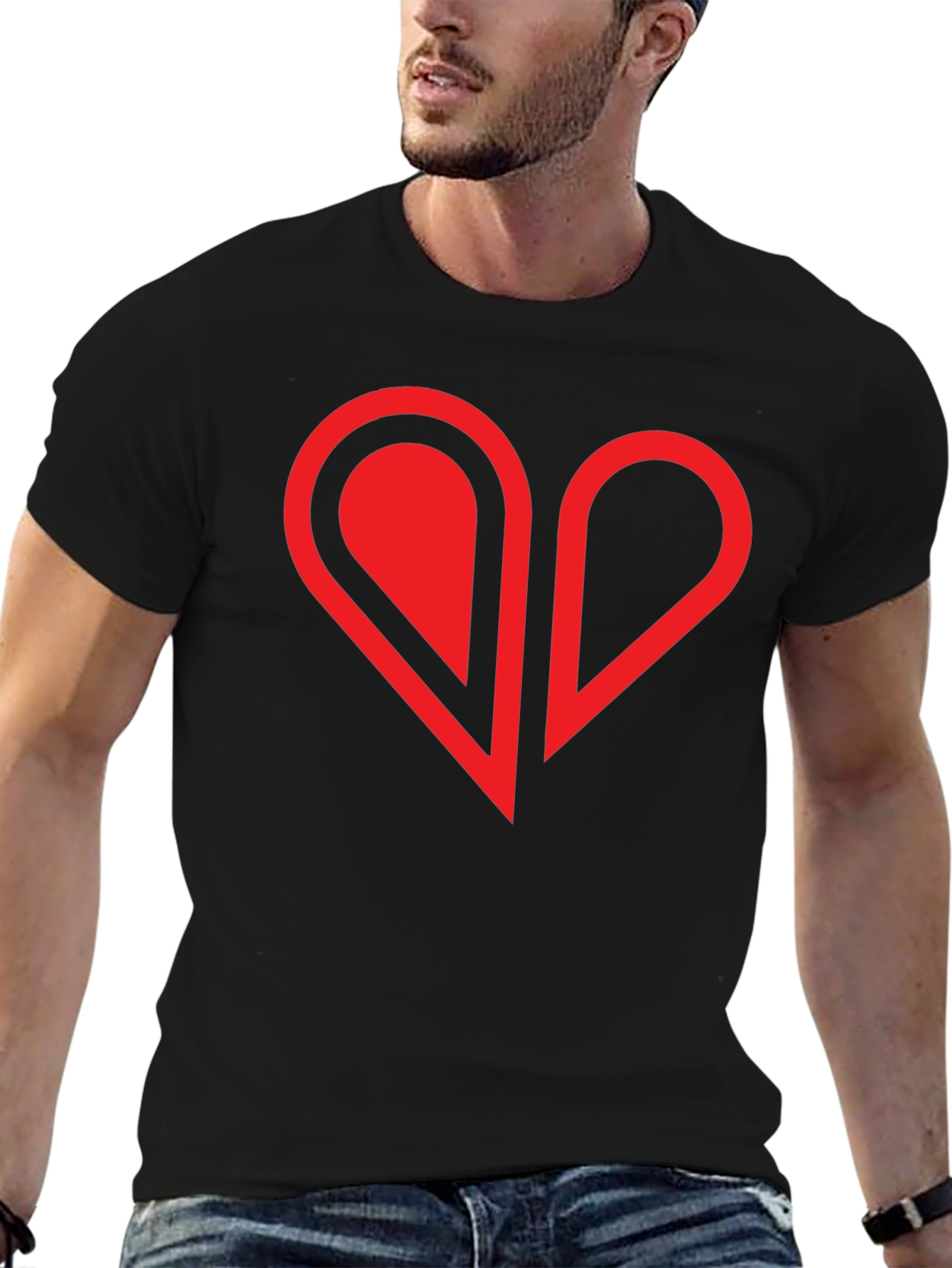 Modern Heart Graphic Tee - Black