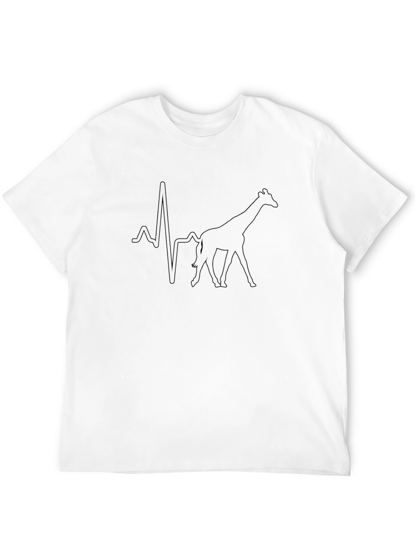 Giraffe Heartbeat Line Black T-Shirt