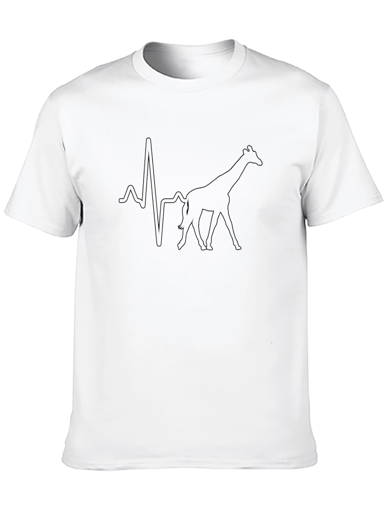 Giraffe Heartbeat Line Black T-Shirt