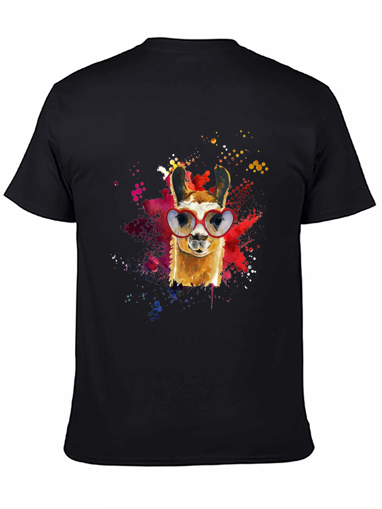 Llama Heart Sunglasses Black T-Shirt