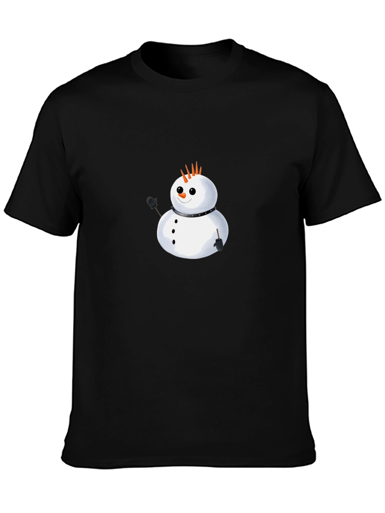 Punk Snowman Black T-Shirt - Unique Holiday Style