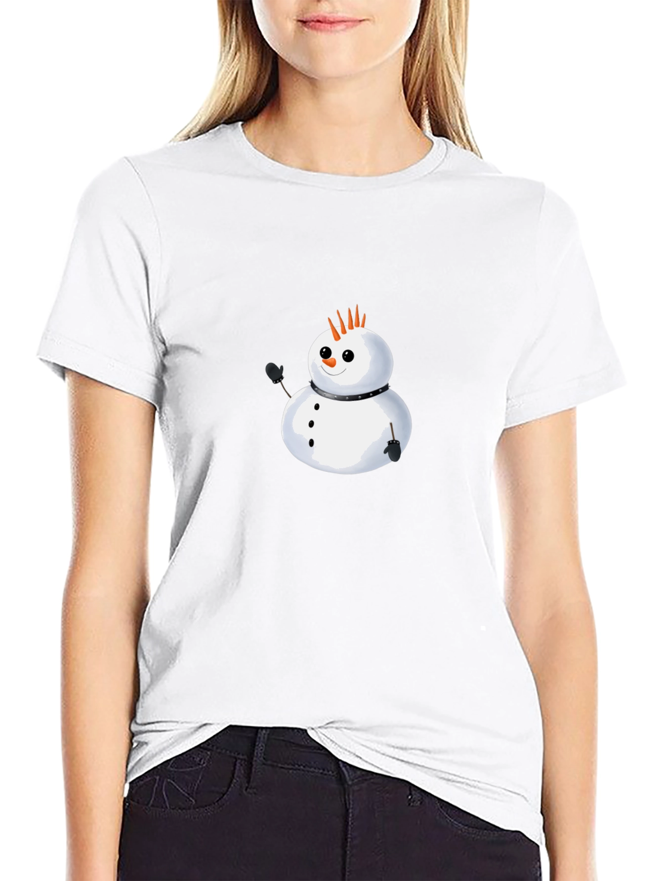 Punk Snowman Black T-Shirt - Unique Holiday Style