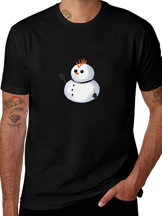 Punk Snowman Black T-Shirt - Unique Holiday Style
