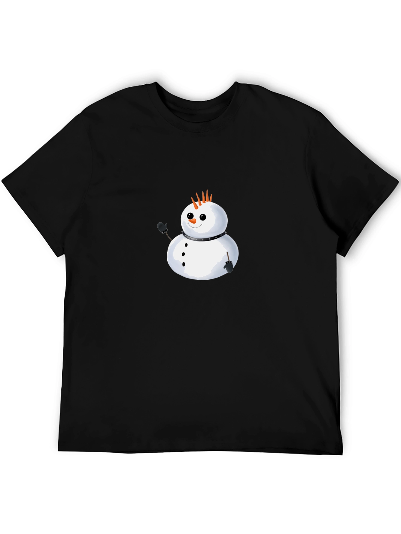 Punk Snowman Black T-Shirt - Unique Holiday Style