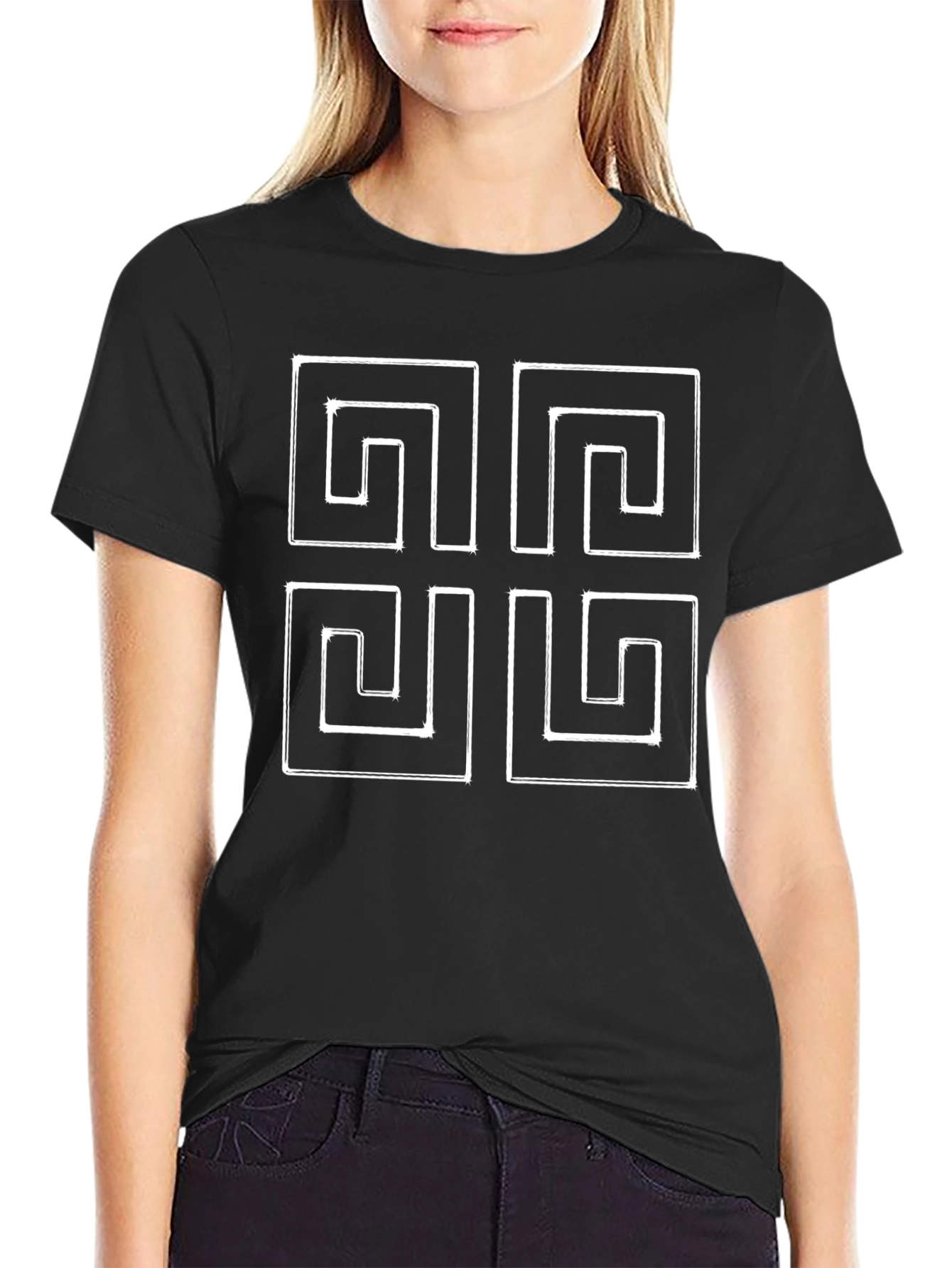 Geometric Pattern Black T-Shirt