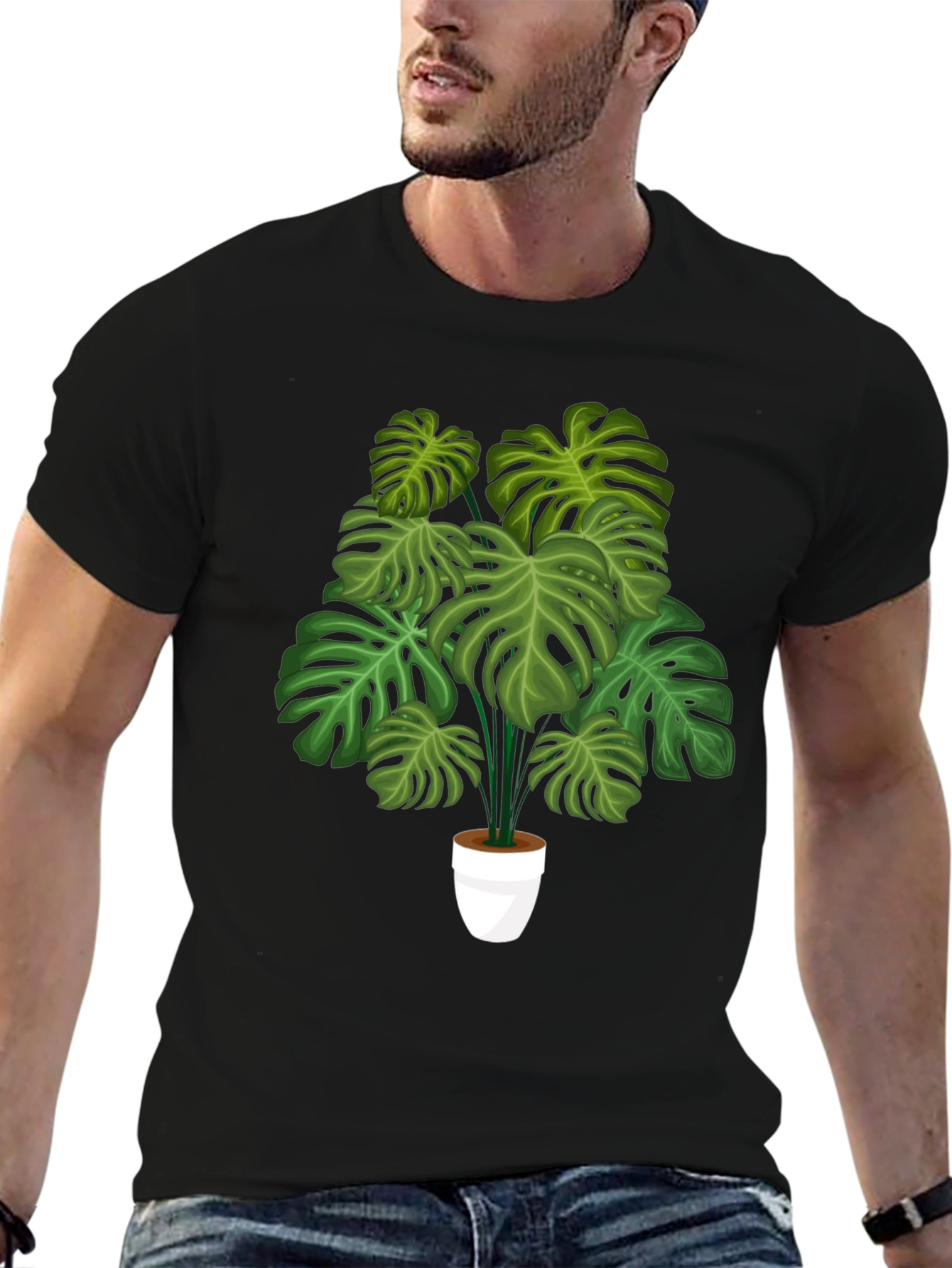 Monstera Plant Graphic Tee - Trendy Botanical Shirt