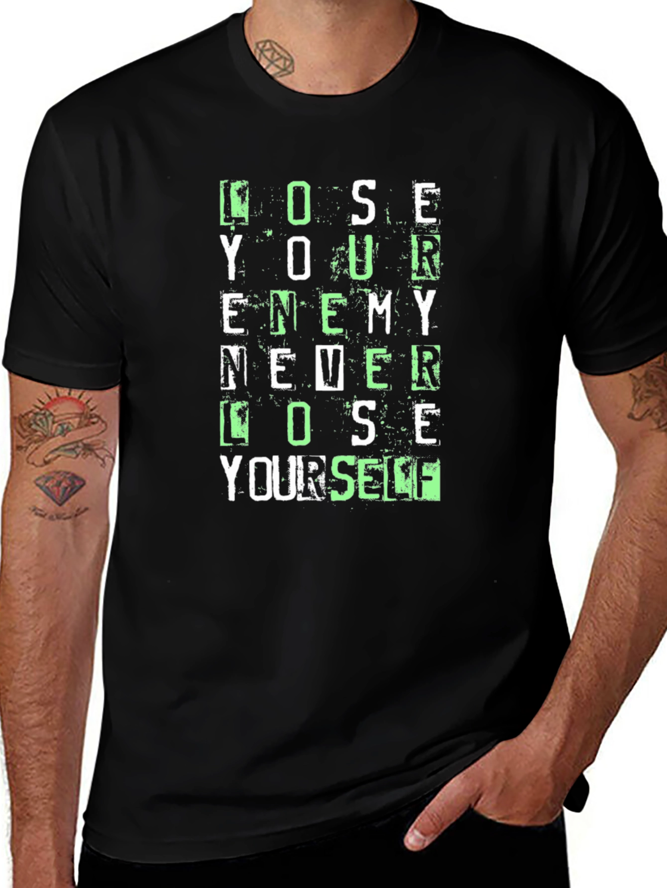 Graphic Print Mens Black T-Shirt