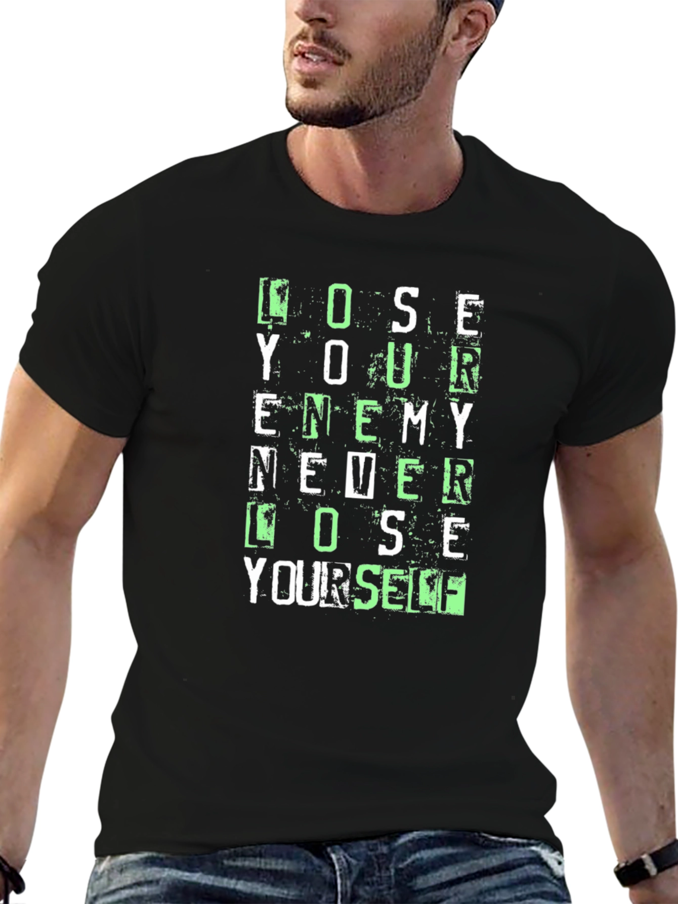 Graphic Print Mens Black T-Shirt